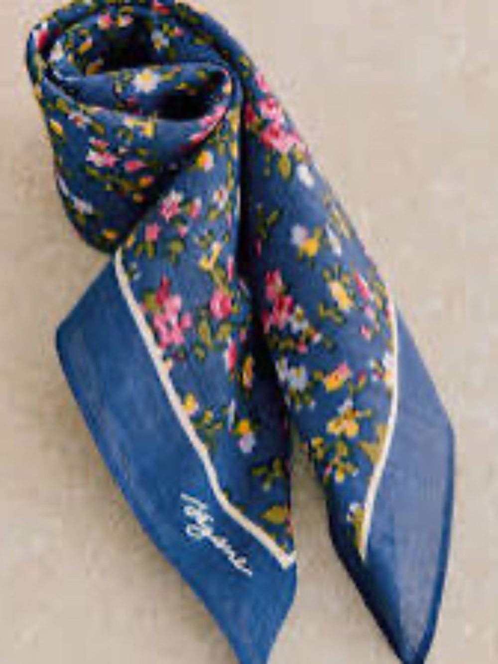 Sezane Foulard Gaston Scarf Navy Garden NWT